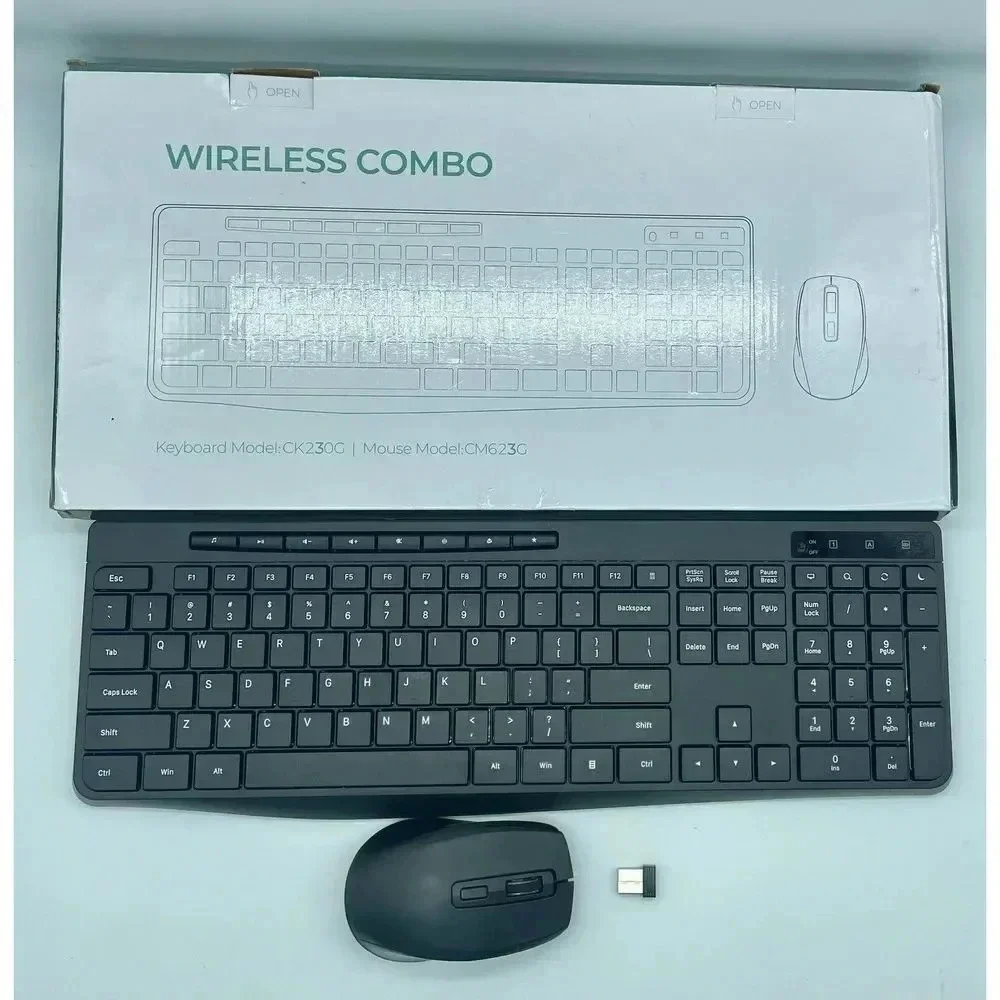 Earlylit 2.4 G USB Full Size Ergonomic Wireless‎ Keyboard Mouse Combo Black